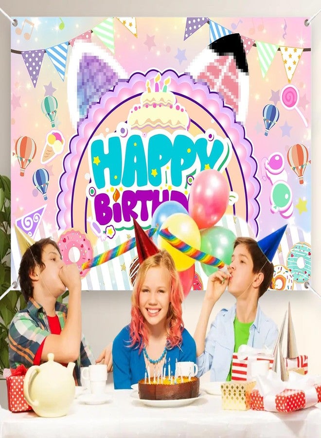 Pretyps Cute Cartoon Cat Theme Backdrop for Kids Birthday Party Decorations - Durable Photo Booth Banner Props, Party Supplies Background (39x59 inches / 100x150 cm) - Image 5